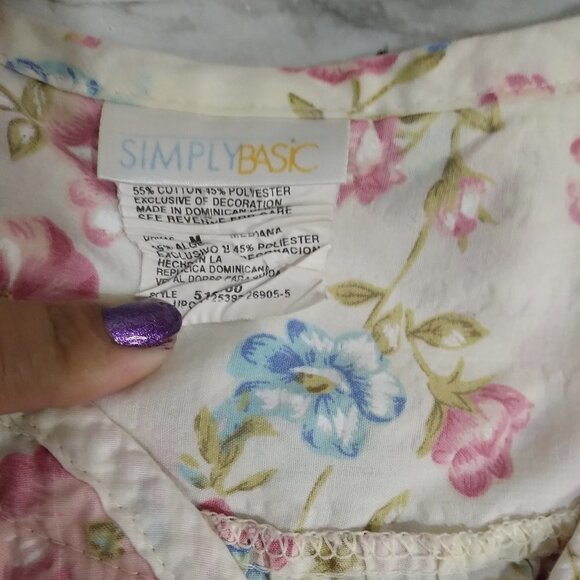 SimplyBasic Vintage 80s  Women Floral Quilted V-Neck‎ Nightgown Medium - Picture 9 of 13